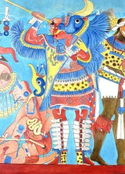 Reprodukcja muralu w Cacaxtla, Meksyk